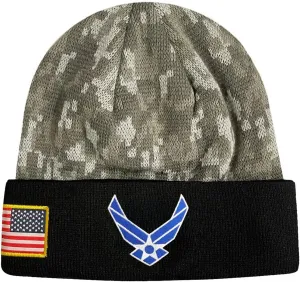 Icon Sports U.S. Military Beanie  Official Embroidered Flag Patch Warm Winter Knit Cap Adult Unisex Hats for Men Women