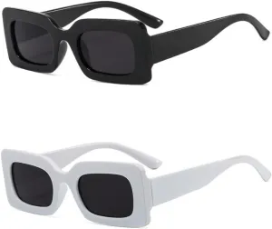 IKANOO Retro Rectangle Sunglasses for Women Vintage 90s Candy Color Sunglasses Square Frame Y2K Eyewear