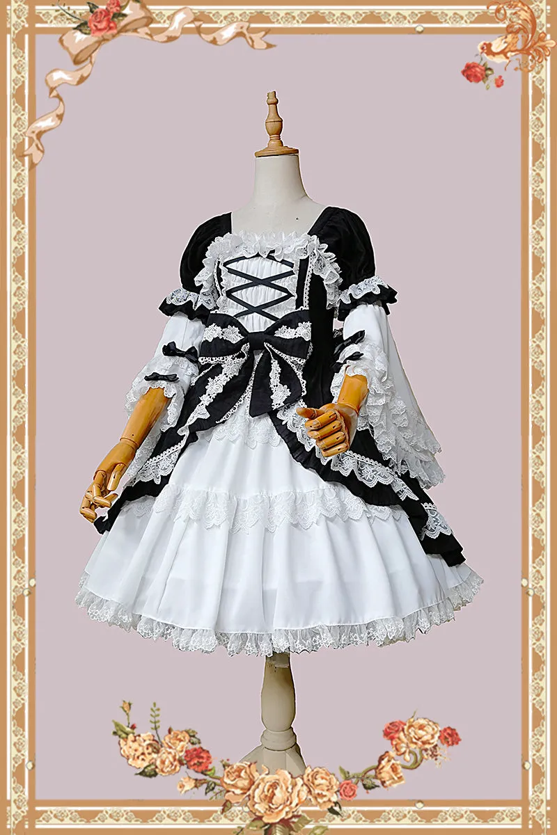 Infanta~Vintage Doll Patchwork Sleeve Lolita OP