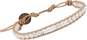 Infinityee888 Trendy Fashion Howlite Bead Bracelet Woven with Leather Cord 7.5 Inches Beautiful Handmade Hippie Bohemian