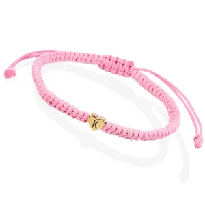 Initial Bracelet Initial K Charm Alphabet Woven Bracelet Handmade Pink String Woven Jewelry Gift for Teen Girls Friends Wife (K)