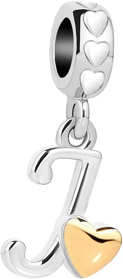 Initial Bracelets Charm Silver Love Heart Letter Charm for Bracelets for Women Daughter Granddaughter Friends Sisters Alphabet A-Z …
