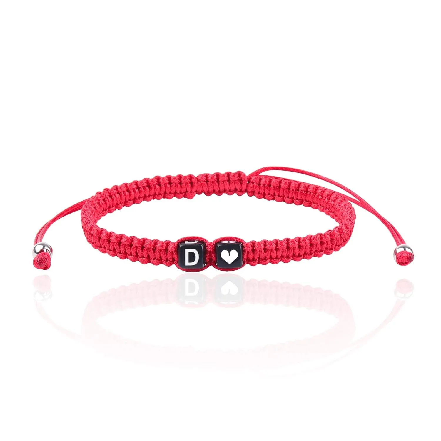 Initial Bracelets for Women Men Initial Bracelet A-Z Charm Handmade Bracelets Rope Braided Letter Bracelet for Teen Girls Adjustable Jewelry for Girls Mom (D)