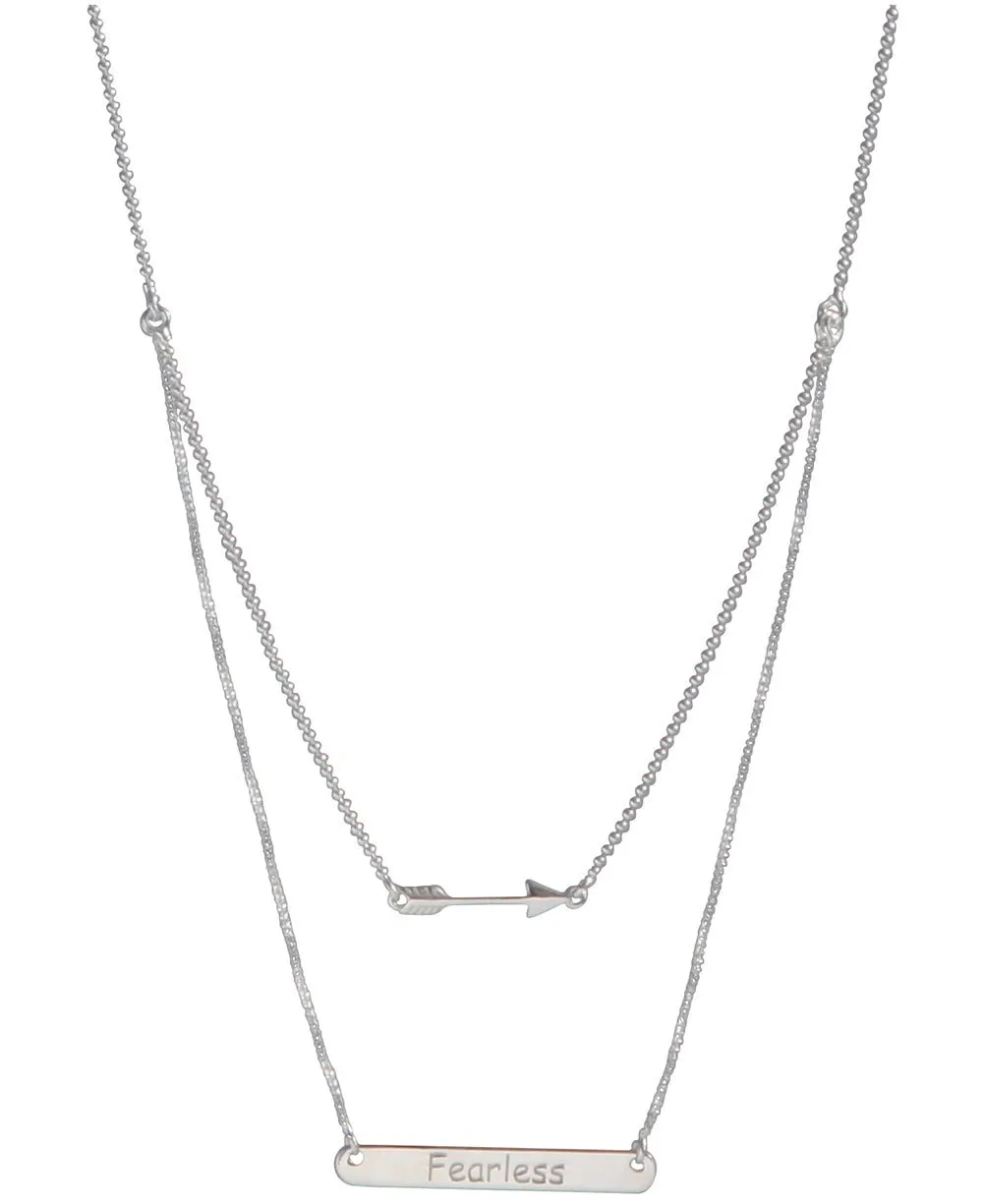 Inspirational Sterling Silver Layer Necklace, Fearless