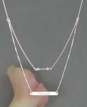 Inspirational Sterling Silver Layer Necklace, Fearless