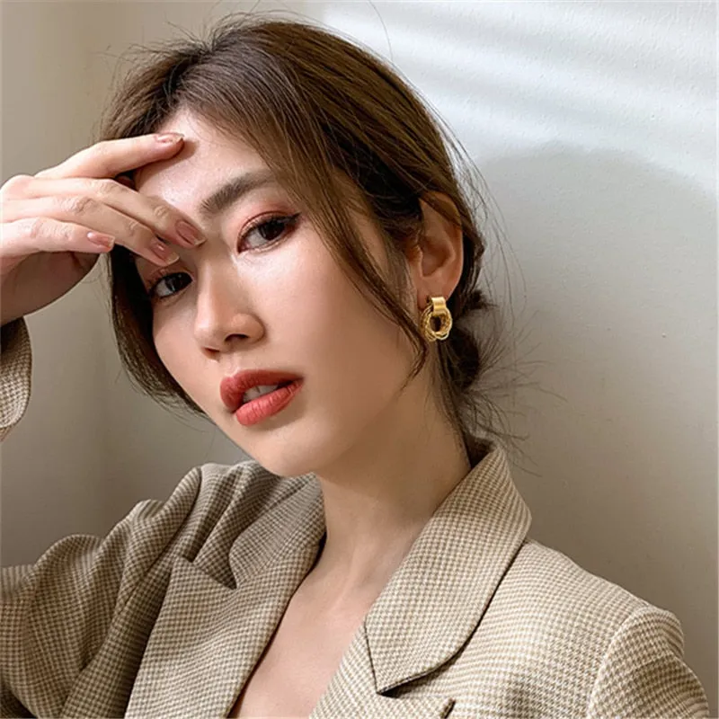 Internet Celebrity Temperamental Euro-American Jewelry Geometry Circle Earrings