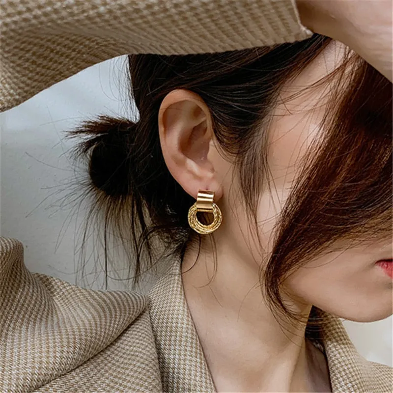 Internet Celebrity Temperamental Euro-American Jewelry Geometry Circle Earrings
