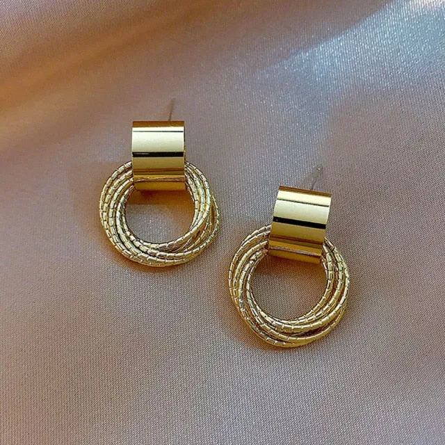 Internet Celebrity Temperamental Euro-American Jewelry Geometry Circle Earrings