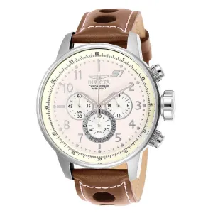 Invicta Men's Chronograph Watch - S1 Rally Beige Dial Brown Leather Strap | 25724
