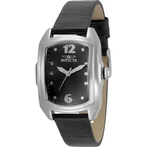 Invicta Women's Watch - Lupah Japanese Quartz Black Dial Leather SS Case Strap | 35345