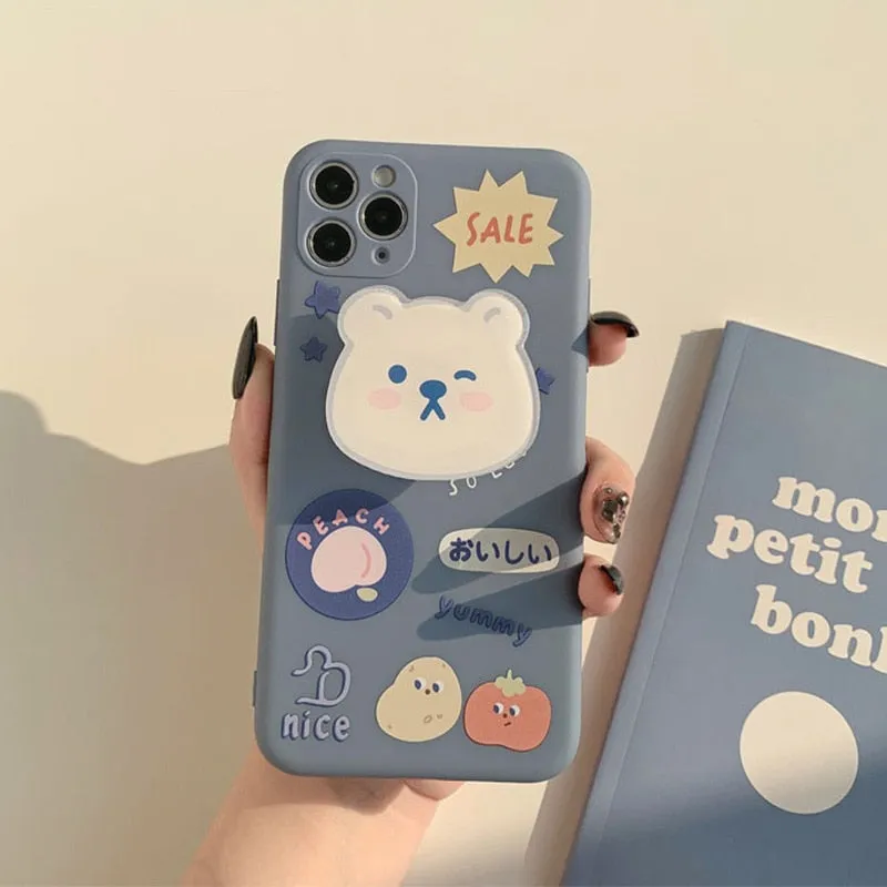 iPhone case with cute bear holder