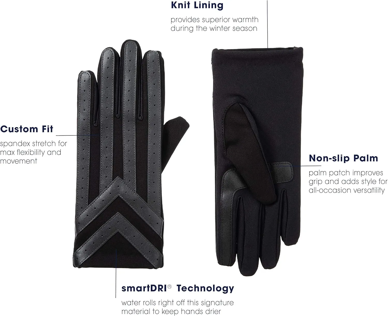 isotoner Mens Spandex Touchscreen Cold Weather Gloves