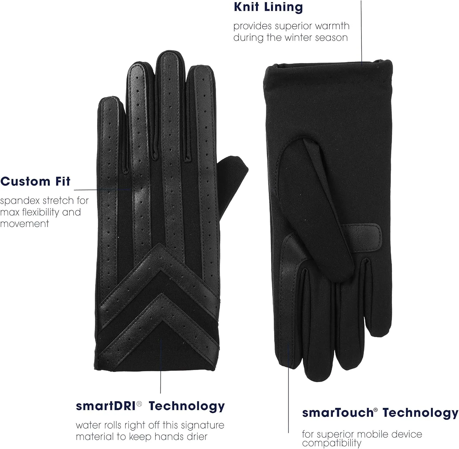 isotoner Mens Spandex Touchscreen Cold Weather Gloves