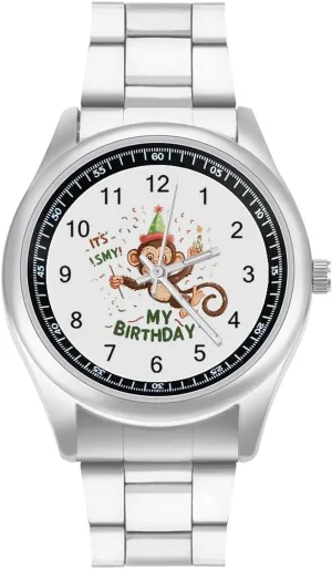 Its My Birthday Monkey Watches Stainless Steel Band Wristwatch Business Dress Watch for Work Home
