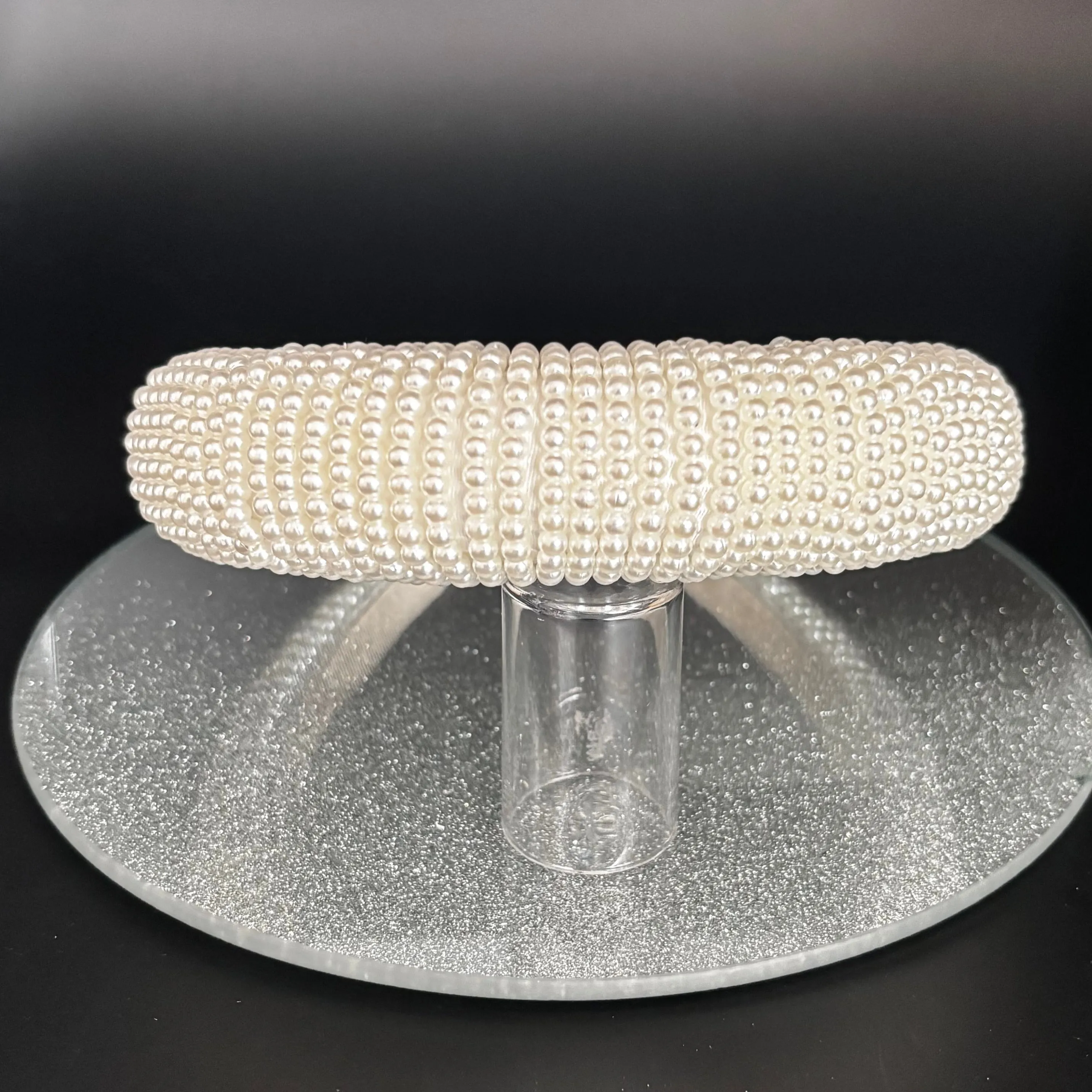 Ivory Pearl Bridal Headband, Satin Wedding Headdress TT1047