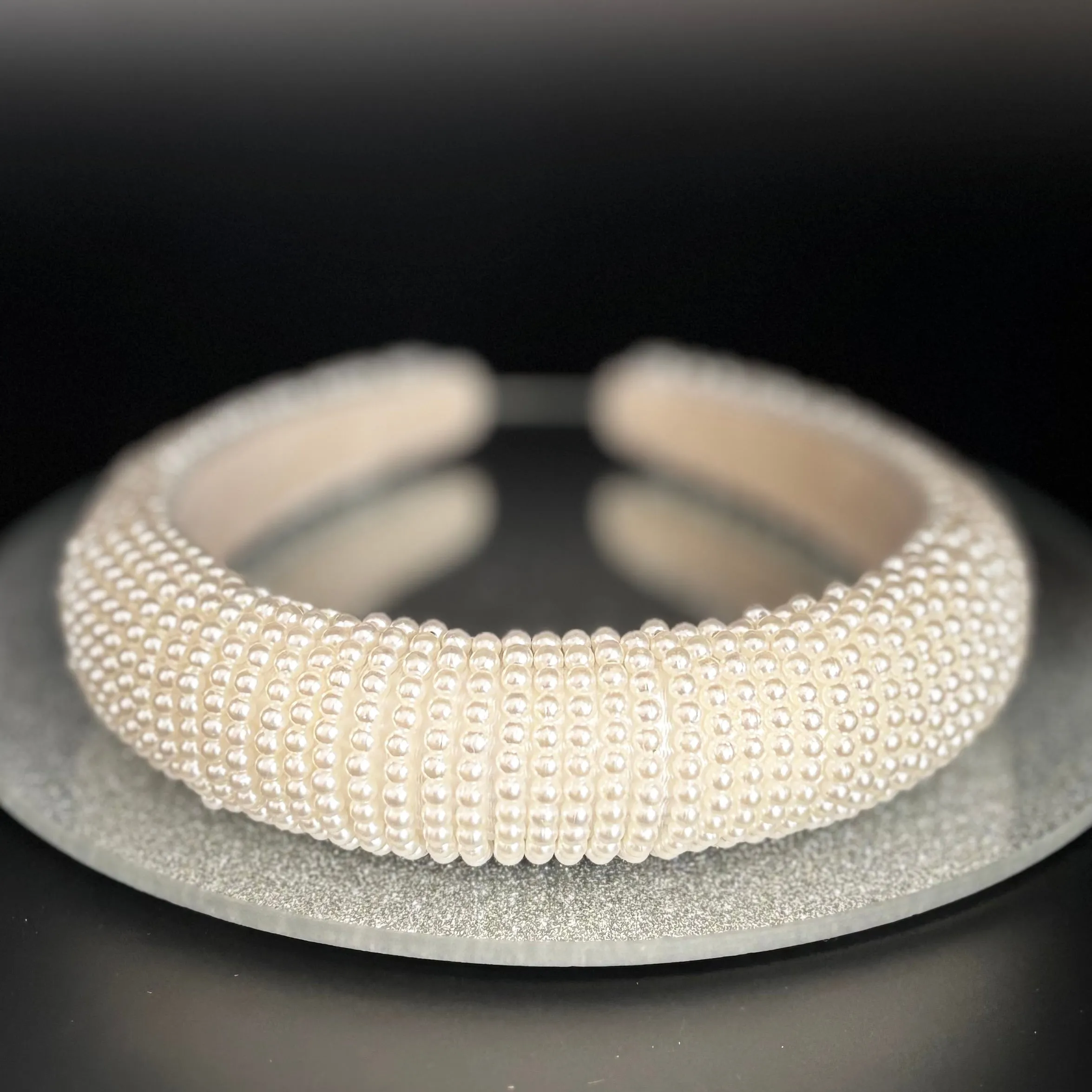 Ivory Pearl Bridal Headband, Satin Wedding Headdress TT1047
