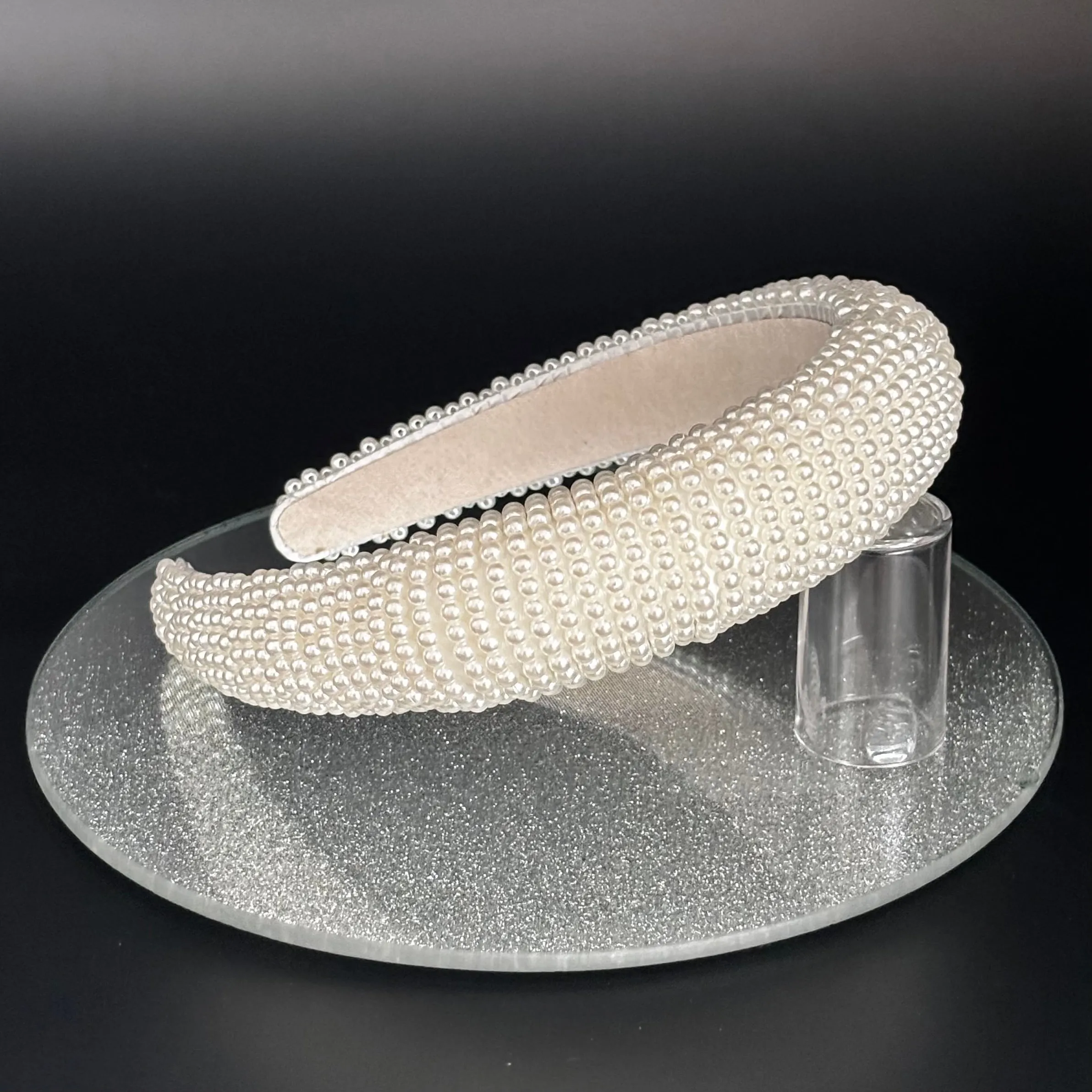 Ivory Pearl Bridal Headband, Satin Wedding Headdress TT1047