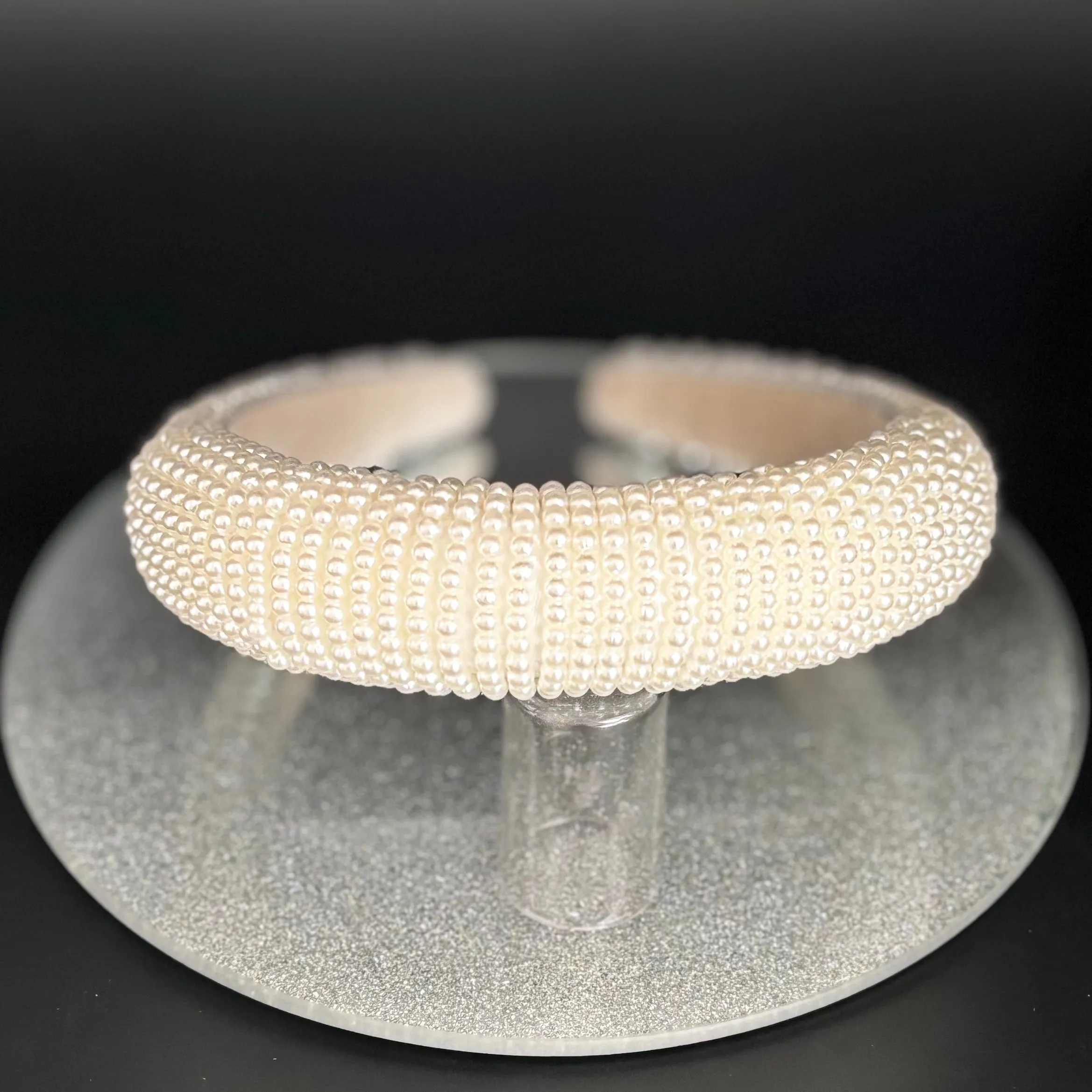 Ivory Pearl Bridal Headband, Satin Wedding Headdress TT1047