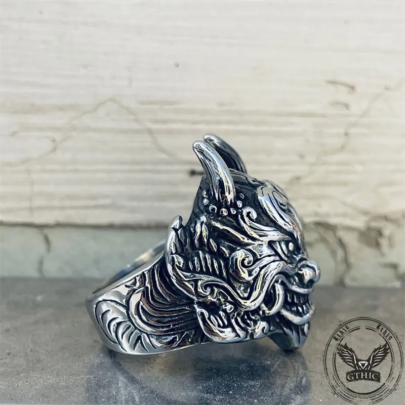 Japanese Demon Oni Stainless Steel Ring