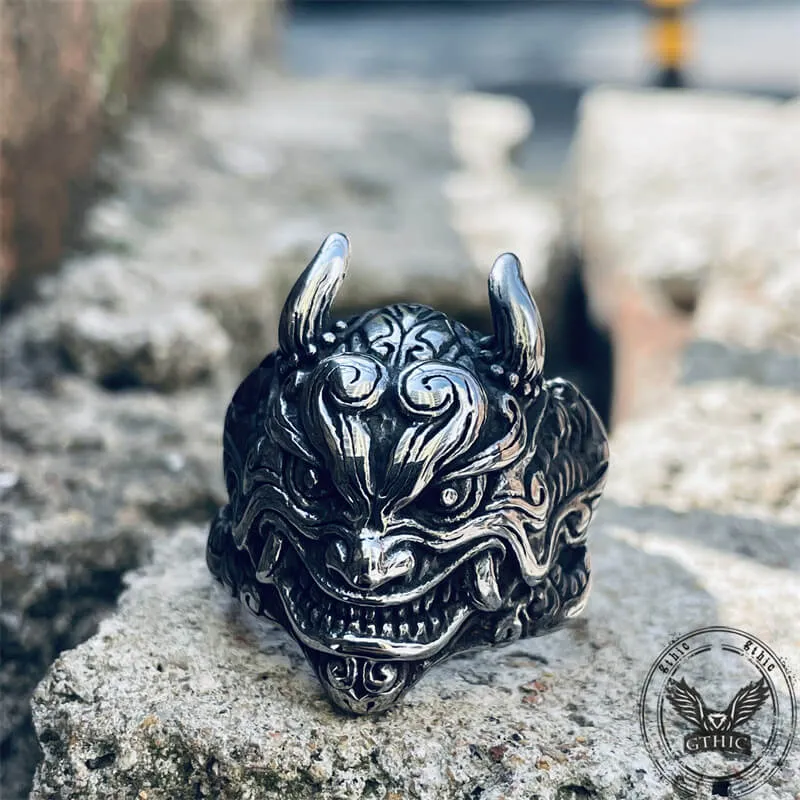 Japanese Demon Oni Stainless Steel Ring