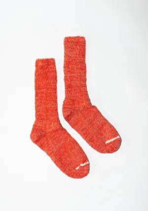 Japanese Garabou Slipper Socks in Orange Red