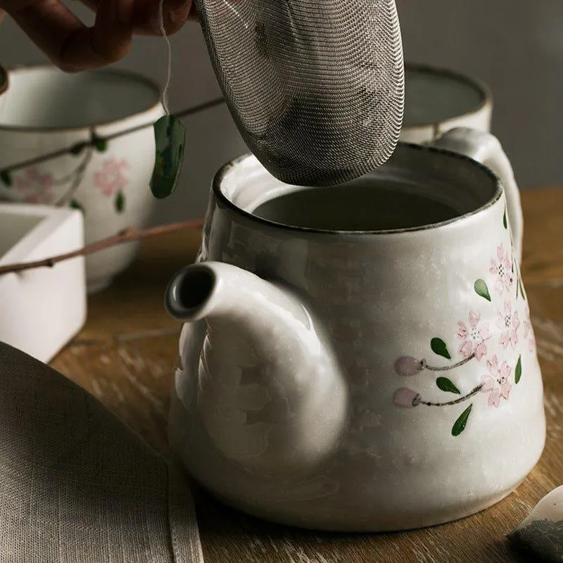 Japanese Handcrafted Ceramic Glazed Sakura Tea Gift Set