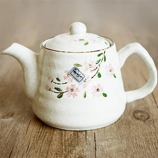Japanese Handcrafted Ceramic Glazed Sakura Tea Gift Set