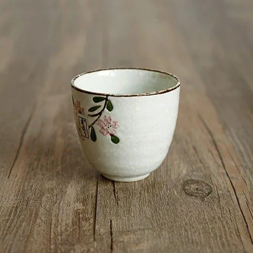 Japanese Handcrafted Ceramic Glazed Sakura Tea Gift Set