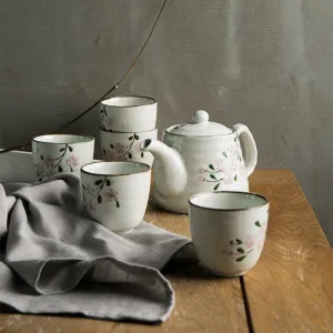 Japanese Handcrafted Ceramic Glazed Sakura Tea Gift Set