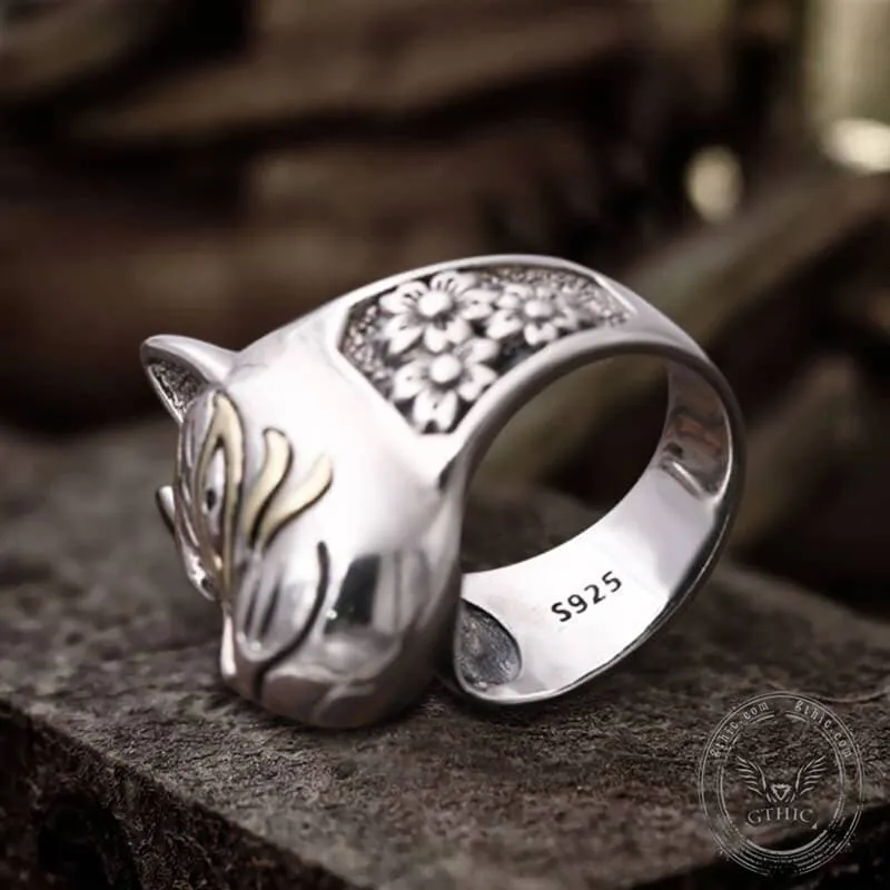 Japanese Hannya Mask Sterling Silver Ring