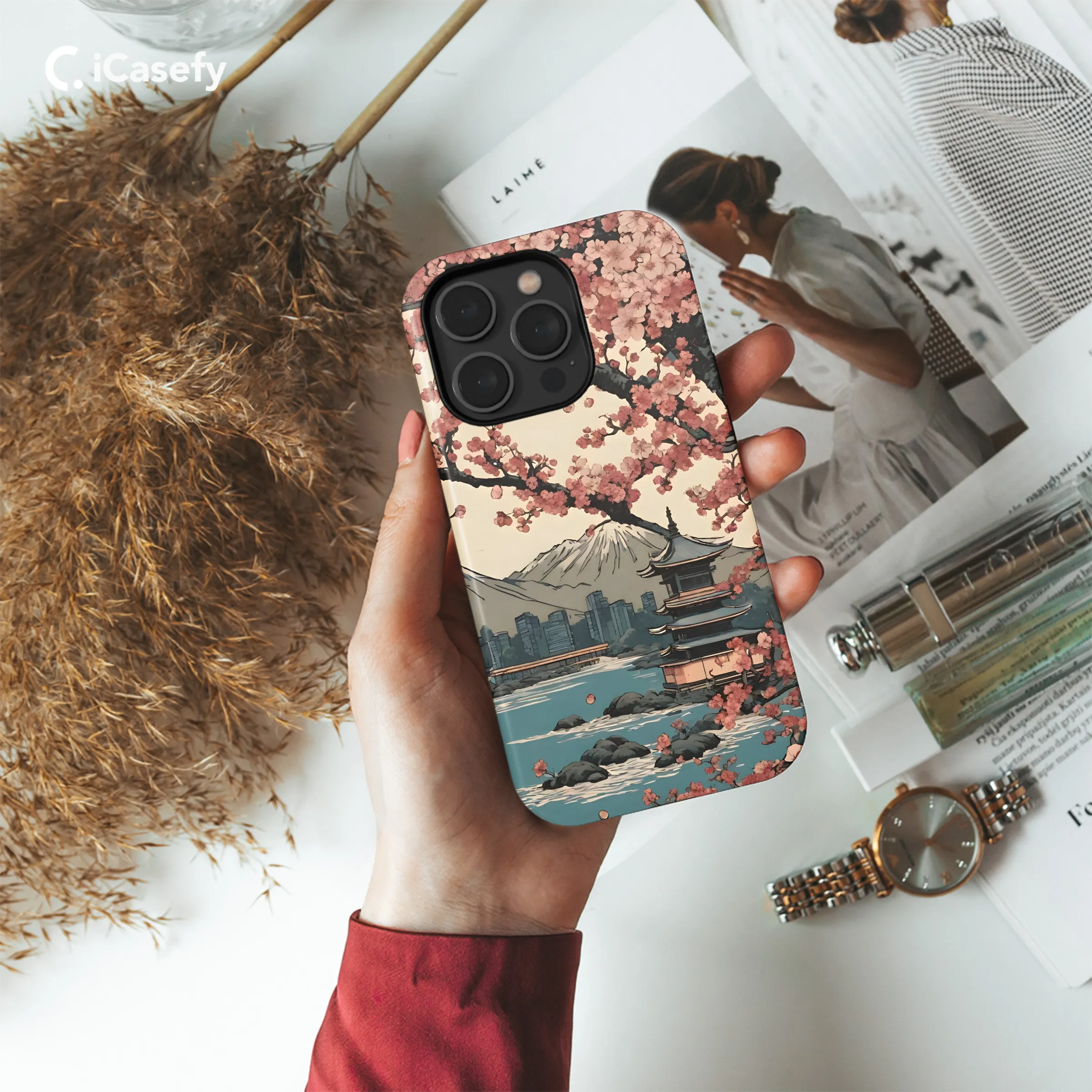 Japanese Landscape Cherry Blossom Sakura Phone Case iPhone Samsung Cover Pixel 1898