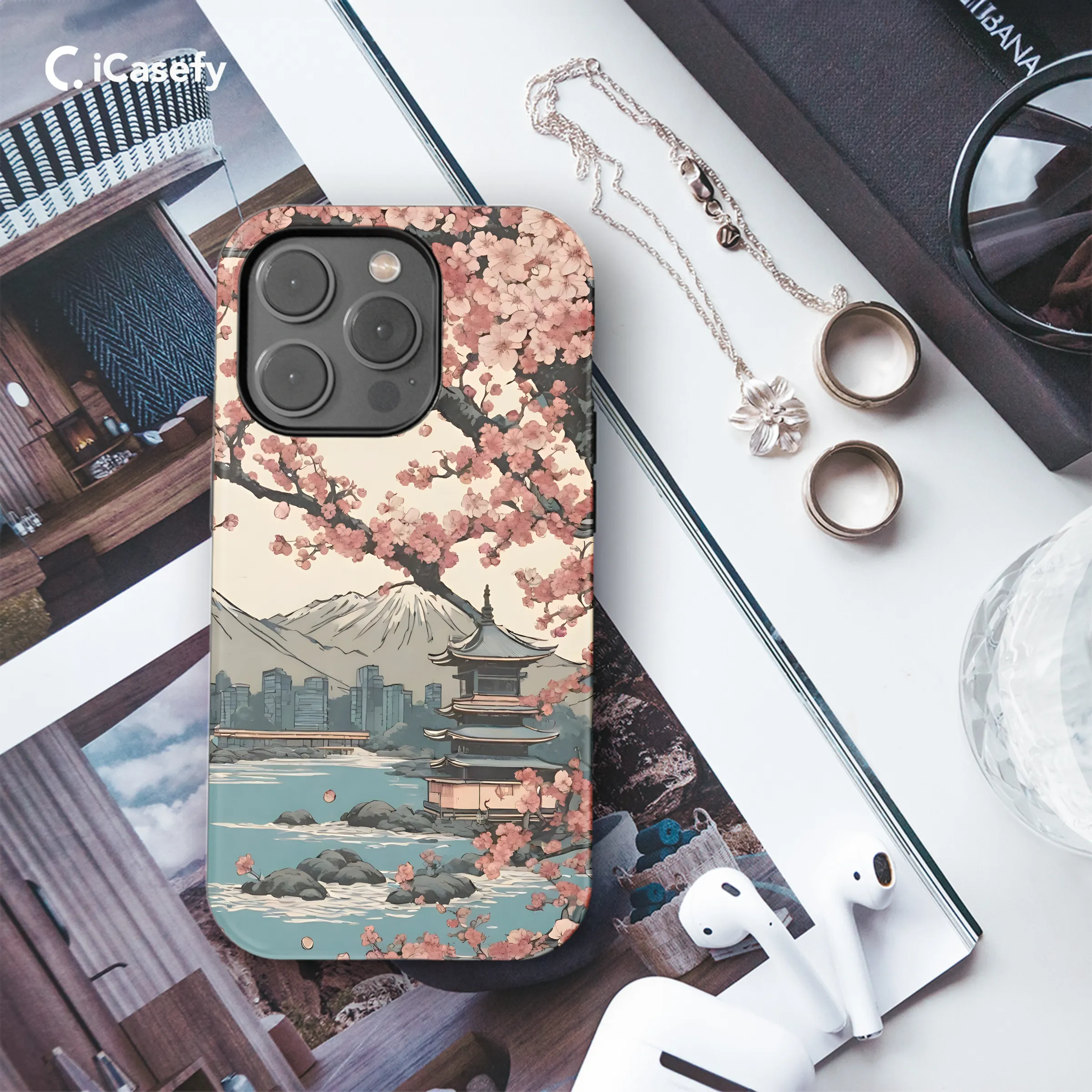 Japanese Landscape Cherry Blossom Sakura Phone Case iPhone Samsung Cover Pixel 1898
