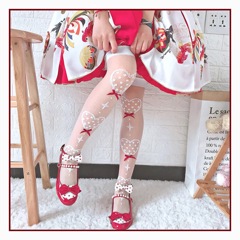 Japanese Lolita Graphic Thigh High Tights