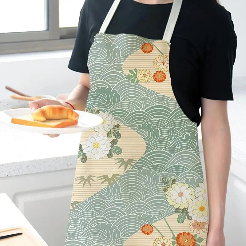 Japanese Lucky Cat Linen Apron