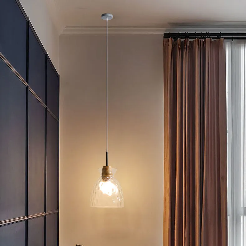 Japanese Minimalist Ash Wood Glass Round 1-Light Pendant Light