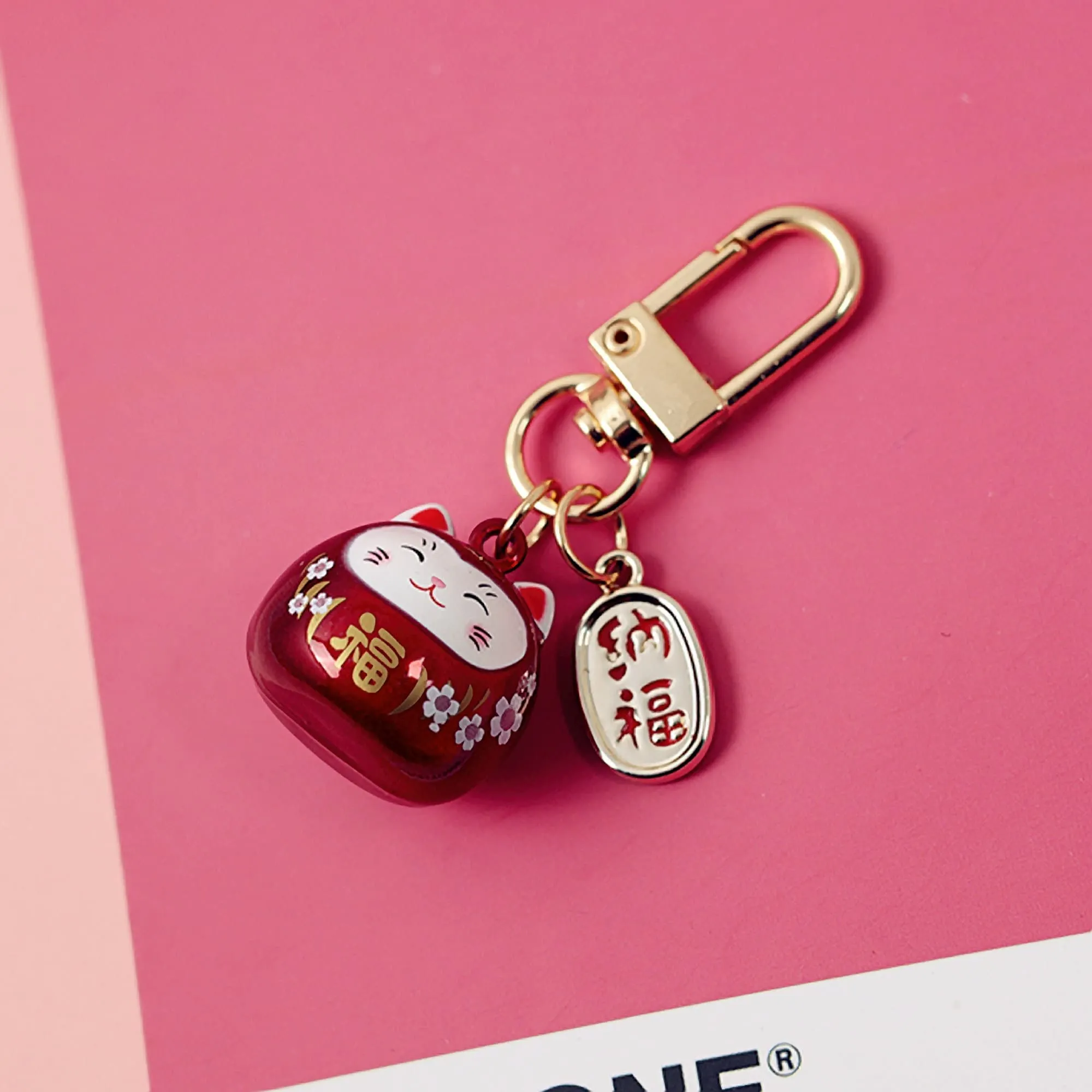 JAPANESE OMAMORI WHITE Cat Kitty Planner Charm Good Luck Bell Good Luck Charm Water Tone Bell | 2 X .080 Inches