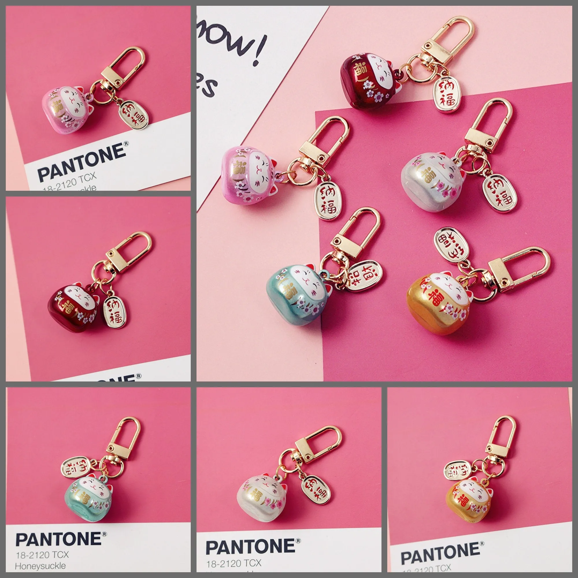 JAPANESE OMAMORI WHITE Cat Kitty Planner Charm Good Luck Bell Good Luck Charm Water Tone Bell | 2 X .080 Inches