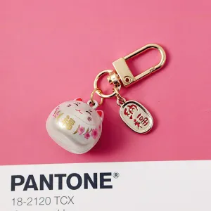 JAPANESE OMAMORI WHITE Cat Kitty Planner Charm Good Luck Bell Good Luck Charm Water Tone Bell | 2 X .080 Inches