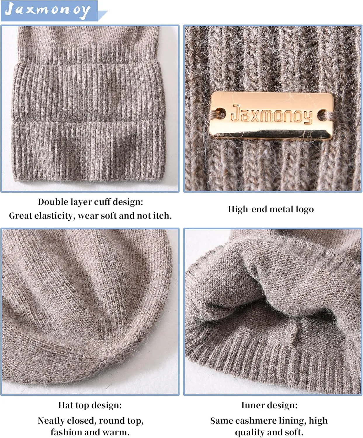 jaxmonoy Slouchy Beanies for Women Winter Lightweight Ladies Knit Hat Cuffed Soft Warm Slouch Beanie Cap - Brown