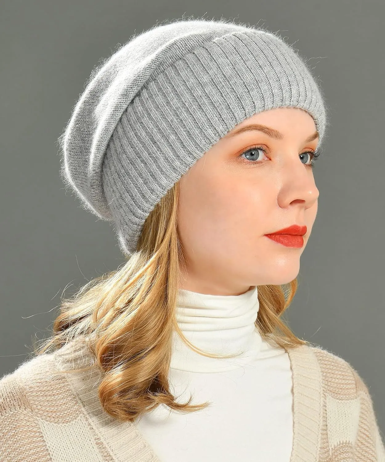 jaxmonoy Slouchy Beanies for Women Winter Lightweight Ladies Knit Hat Cuffed Soft Warm Slouch Beanie Cap - Brown