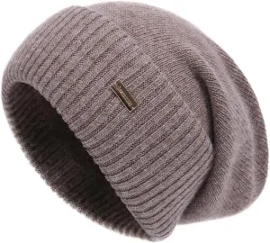 jaxmonoy Slouchy Beanies for Women Winter Lightweight Ladies Knit Hat Cuffed Soft Warm Slouch Beanie Cap - Brown