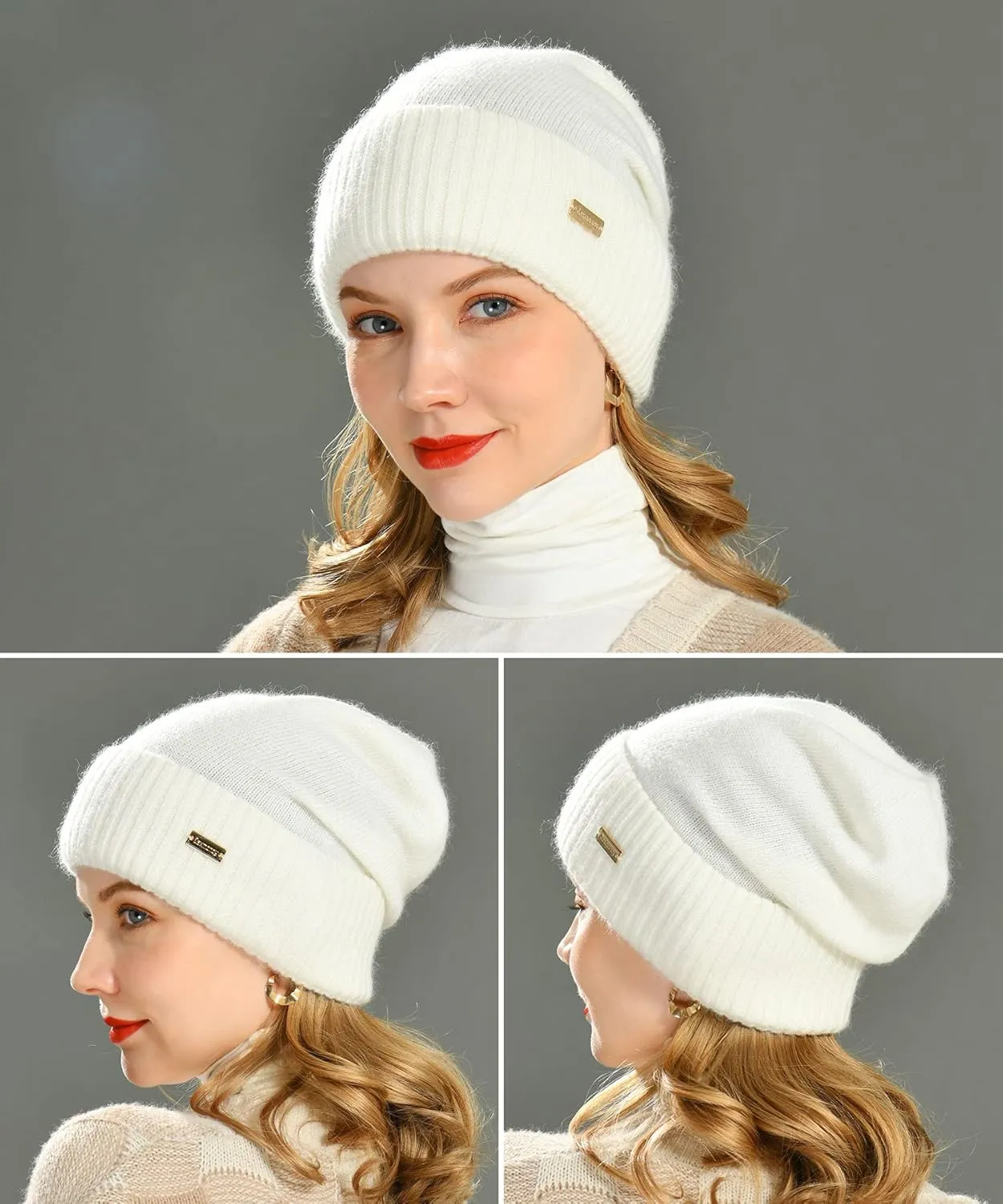jaxmonoy Slouchy Beanies for Women Winter Lightweight Ladies Knit Hat Cuffed Soft Warm Slouch Beanie Cap - Brown