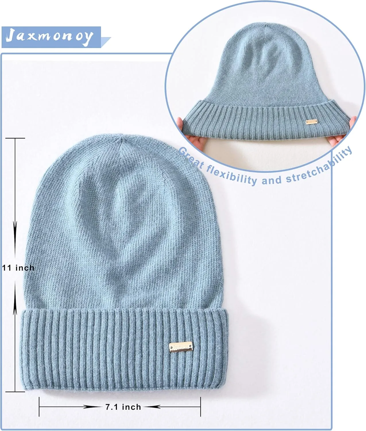 jaxmonoy Slouchy Beanies for Women Winter Lightweight Ladies Knit Hat Cuffed Soft Warm Slouch Beanie Cap - Brown