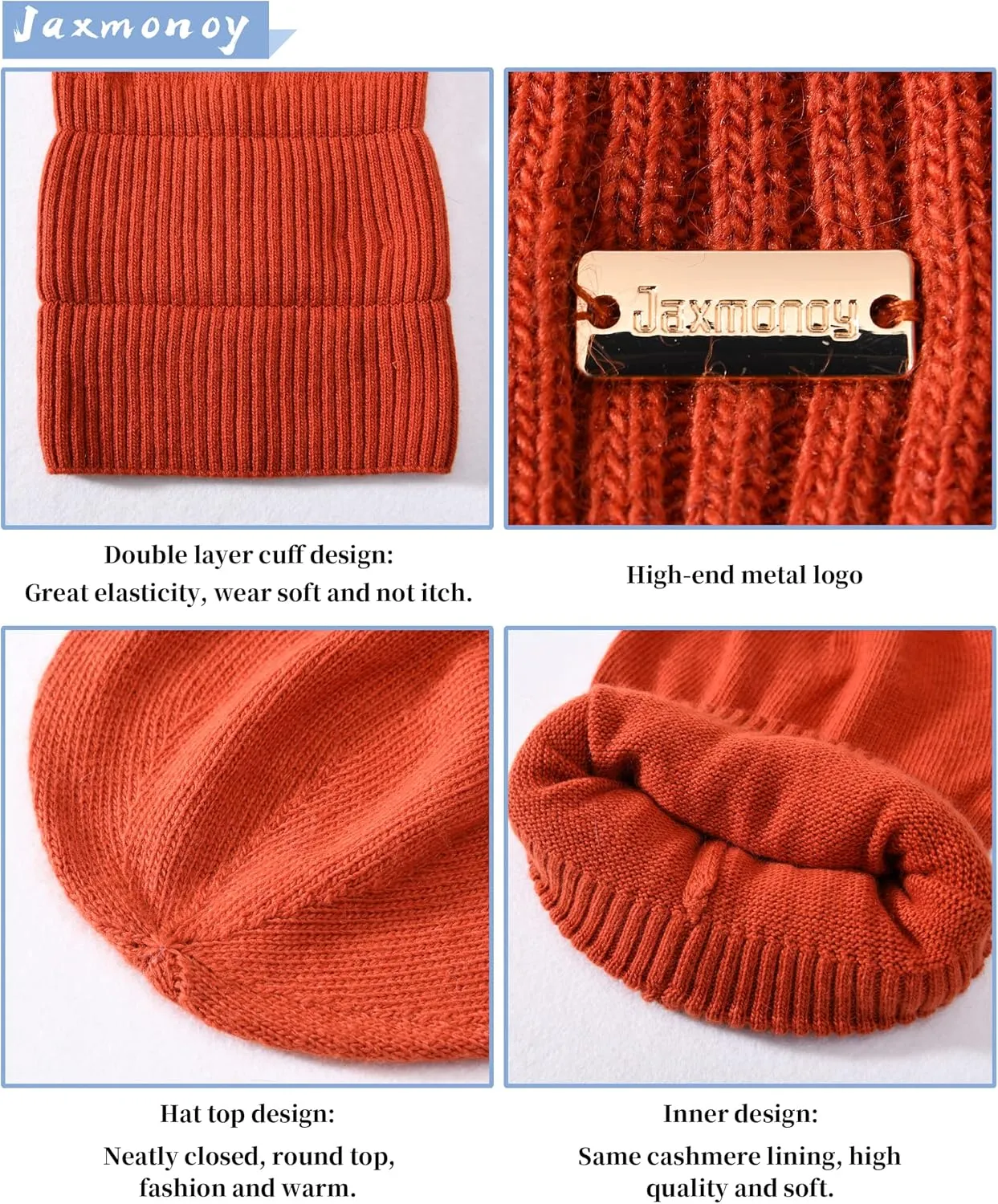 jaxmonoy Slouchy Beanies for Women Winter Lightweight Ladies Knit Hat Cuffed Soft Warm Slouch Beanie Cap - Brown