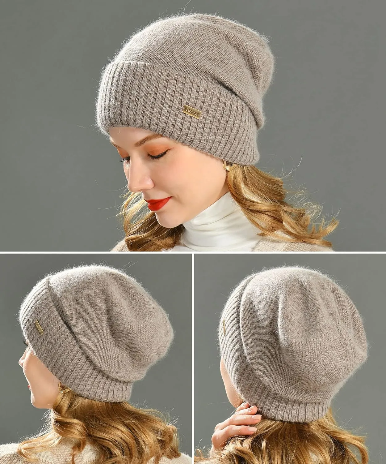 jaxmonoy Slouchy Beanies for Women Winter Lightweight Ladies Knit Hat Cuffed Soft Warm Slouch Beanie Cap - Brown