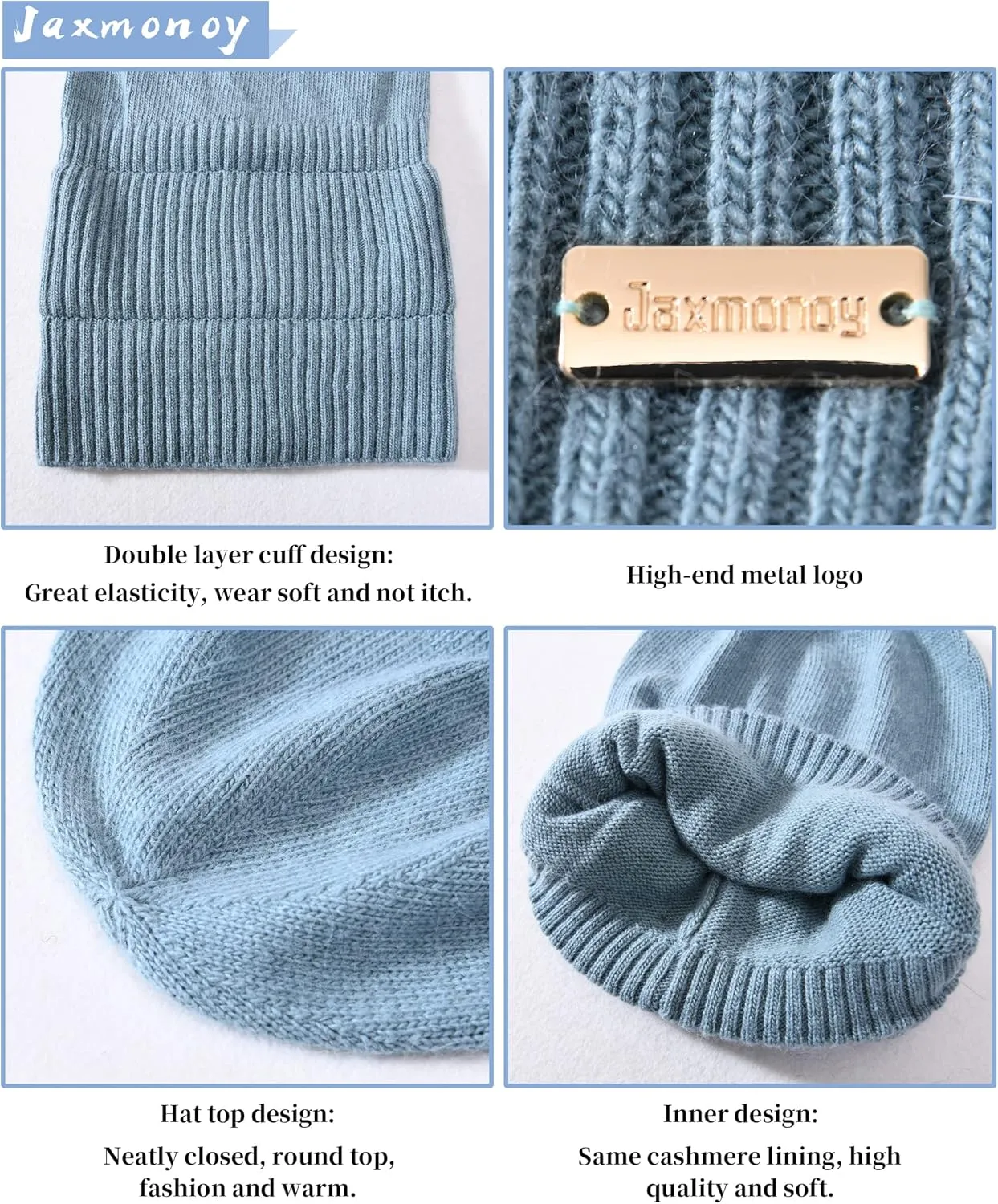 jaxmonoy Slouchy Beanies for Women Winter Lightweight Ladies Knit Hat Cuffed Soft Warm Slouch Beanie Cap - Brown