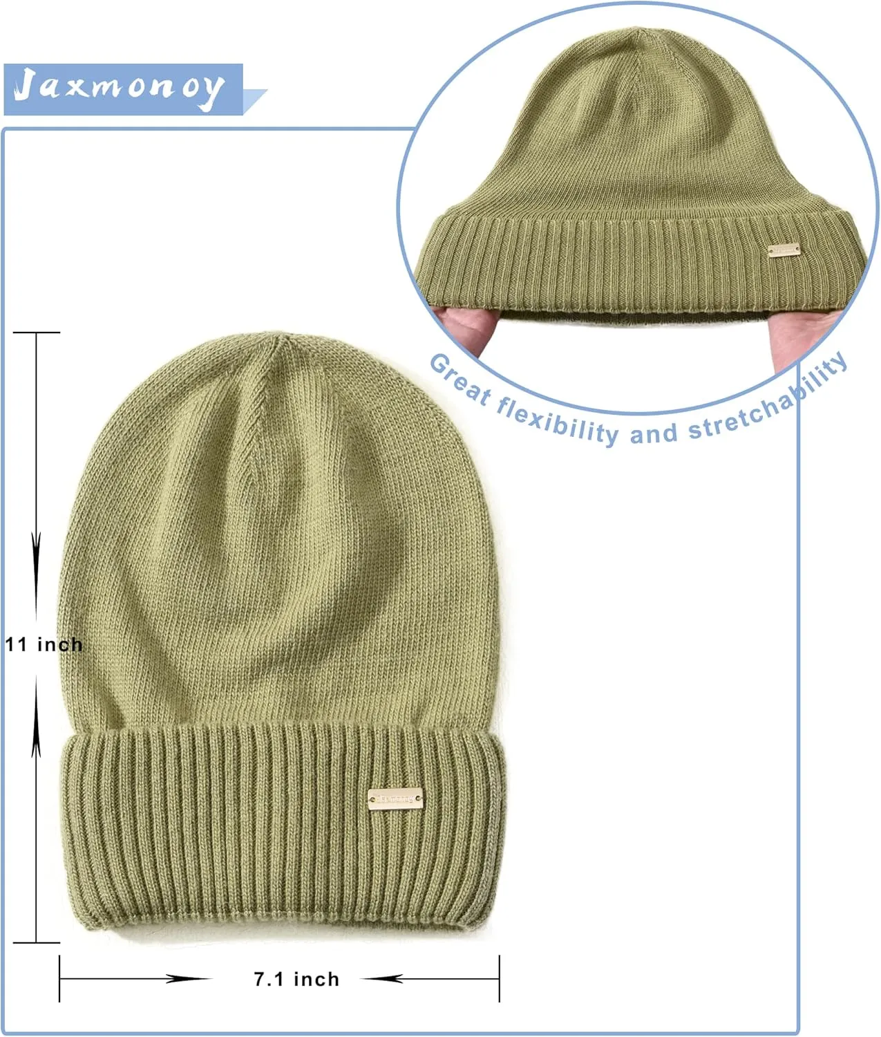 jaxmonoy Slouchy Beanies for Women Winter Lightweight Ladies Knit Hat Cuffed Soft Warm Slouch Beanie Cap - Brown