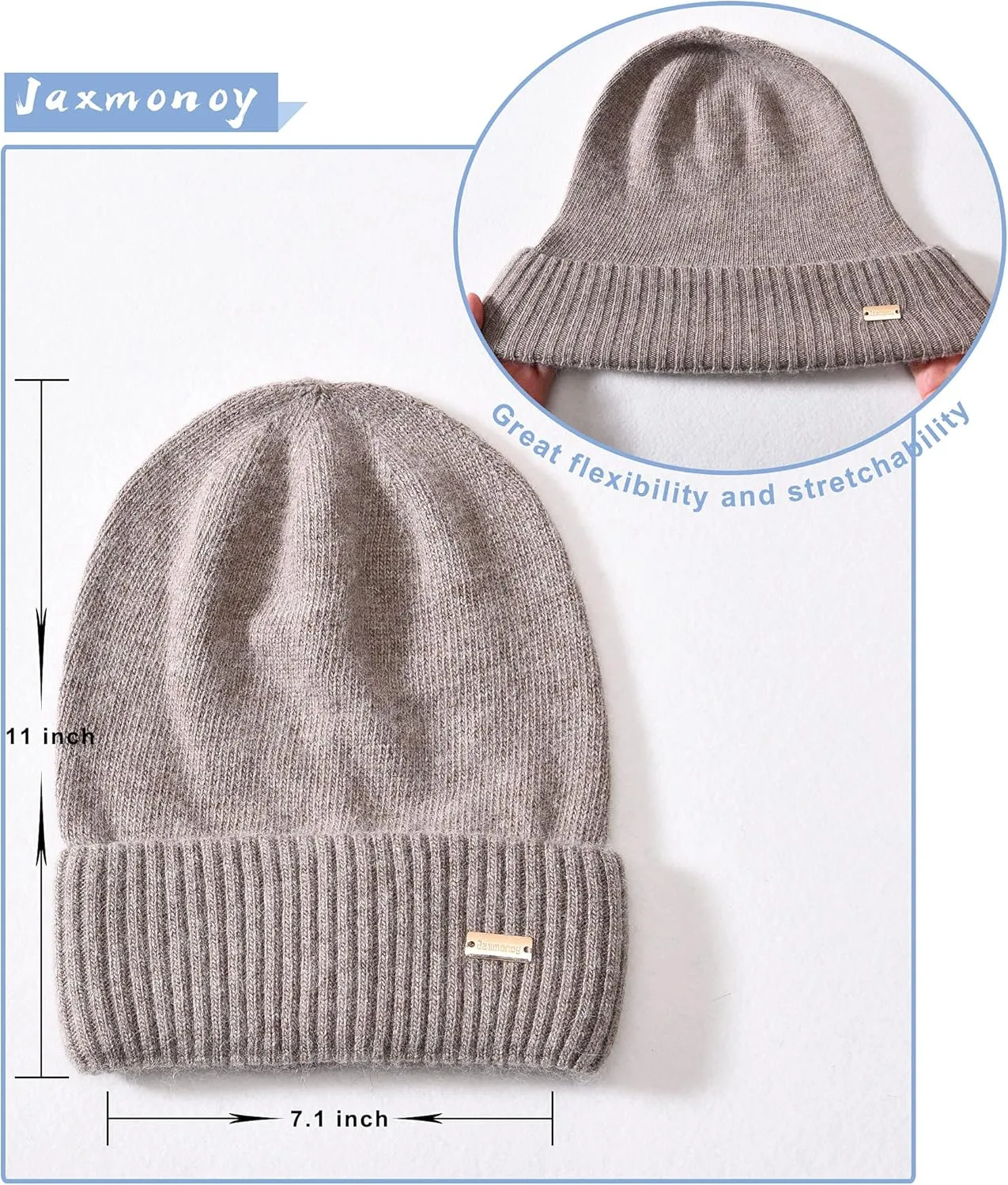 jaxmonoy Slouchy Beanies for Women Winter Lightweight Ladies Knit Hat Cuffed Soft Warm Slouch Beanie Cap - Brown