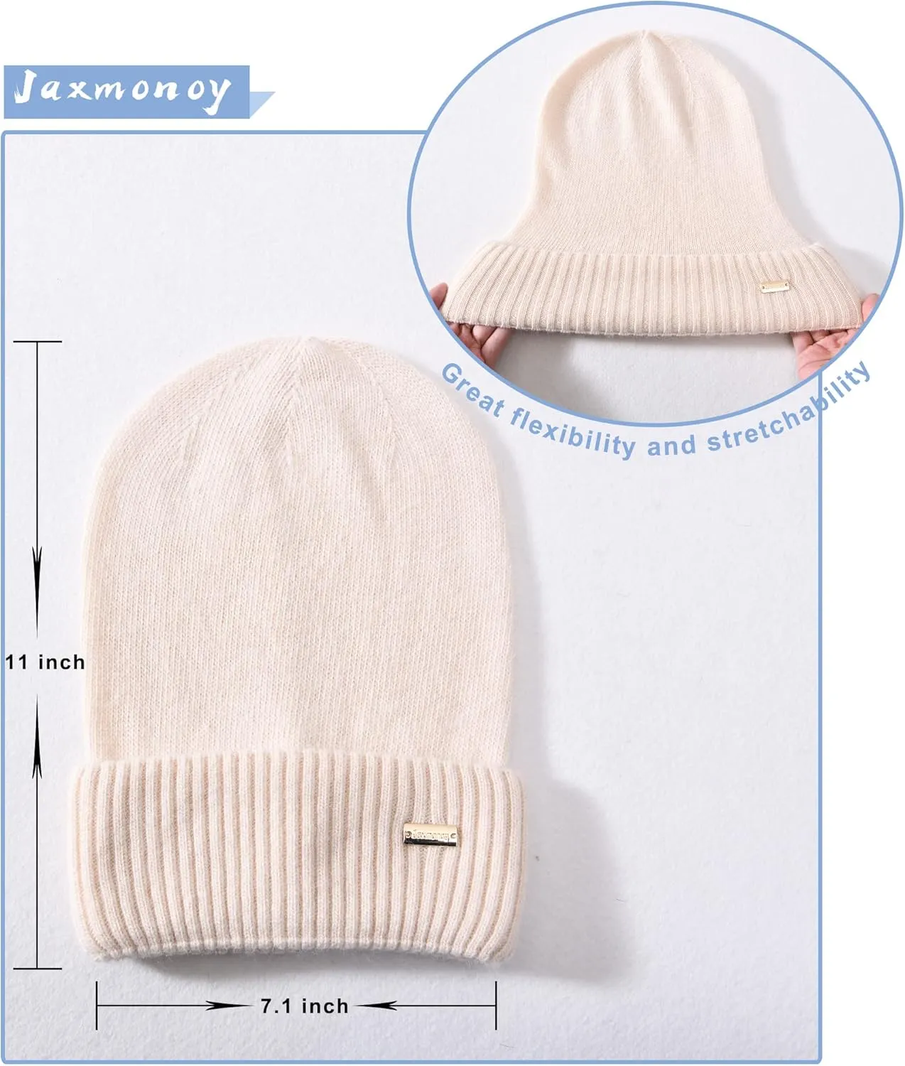 jaxmonoy Slouchy Beanies for Women Winter Lightweight Ladies Knit Hat Cuffed Soft Warm Slouch Beanie Cap - Brown