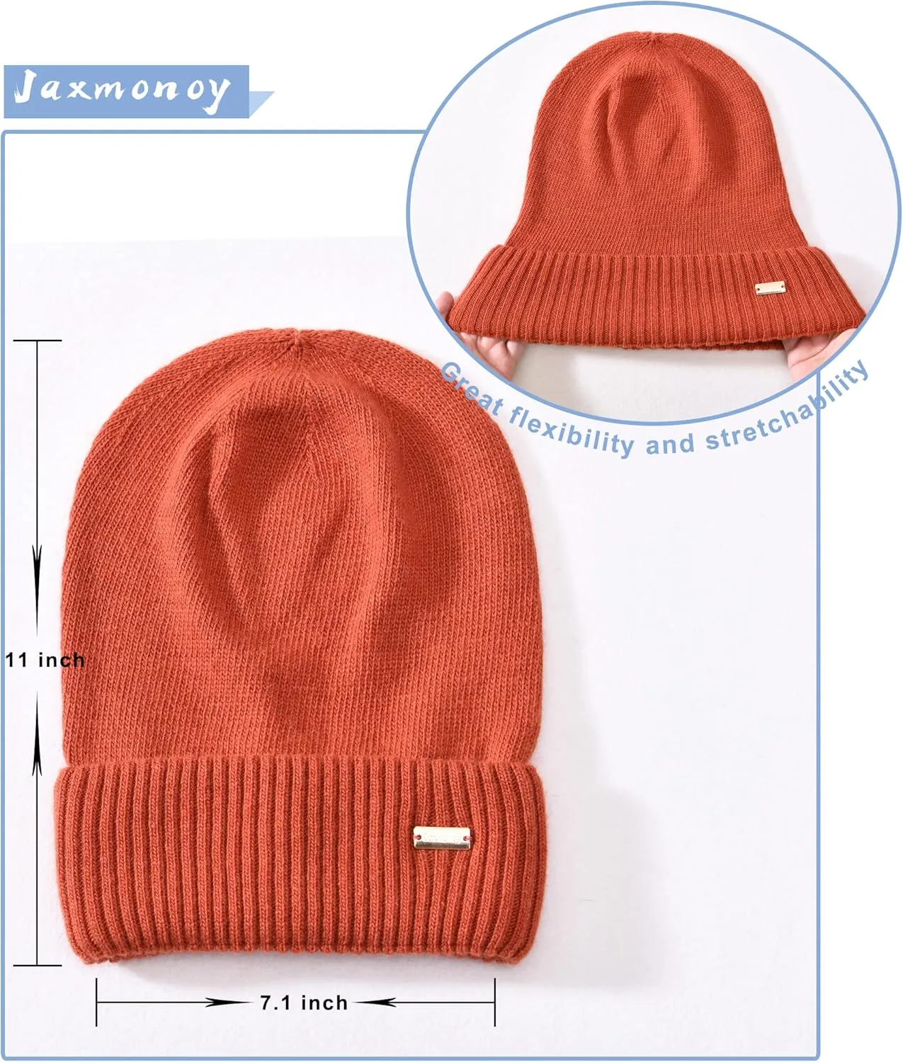 jaxmonoy Slouchy Beanies for Women Winter Lightweight Ladies Knit Hat Cuffed Soft Warm Slouch Beanie Cap - Brown